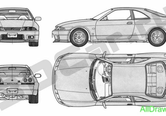 Nissan Skyline R33 (Nissan Skyline P33) - drawings (drawings) of the car